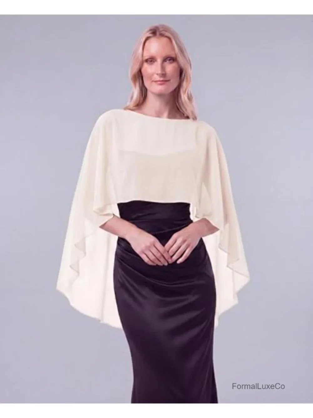 Chiffon Cape Shawl Wrap for Women Sheer Bridal Formal Evening Cover Up
